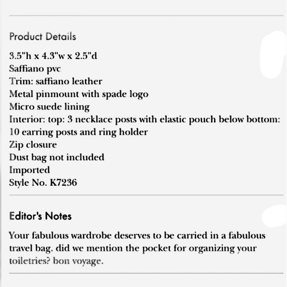 NEW Boxed kate spade Travel Jewelry Holder nwt - Picture 12 of 13